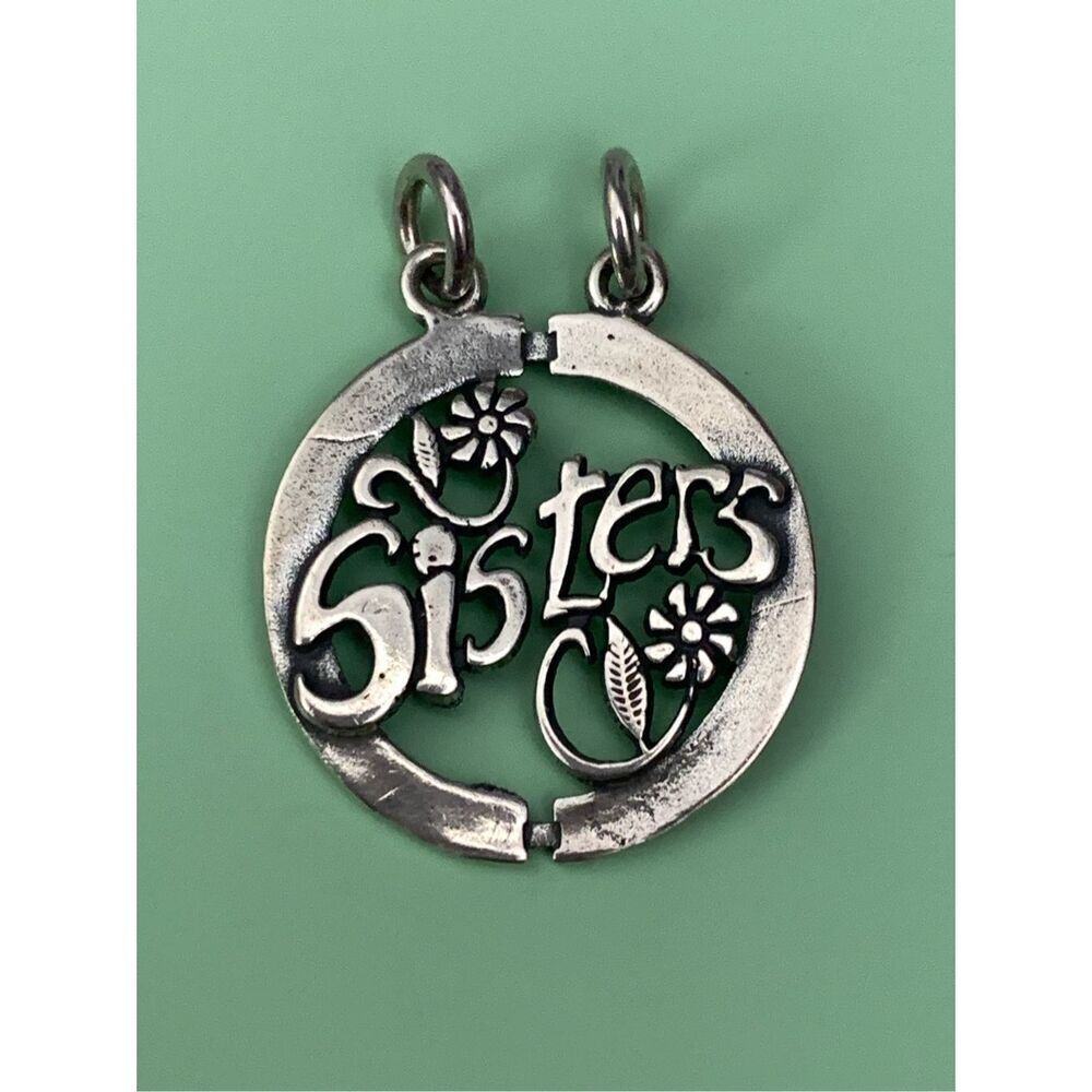 .925 Flowers and Sisters Sterling Silver Jewelry Charm #family #vintage